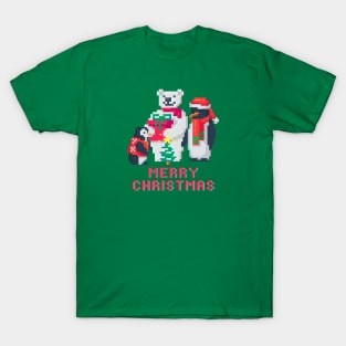 Merry Christmas From the Pixel Pal Penguins and Polar Bear T-Shirt